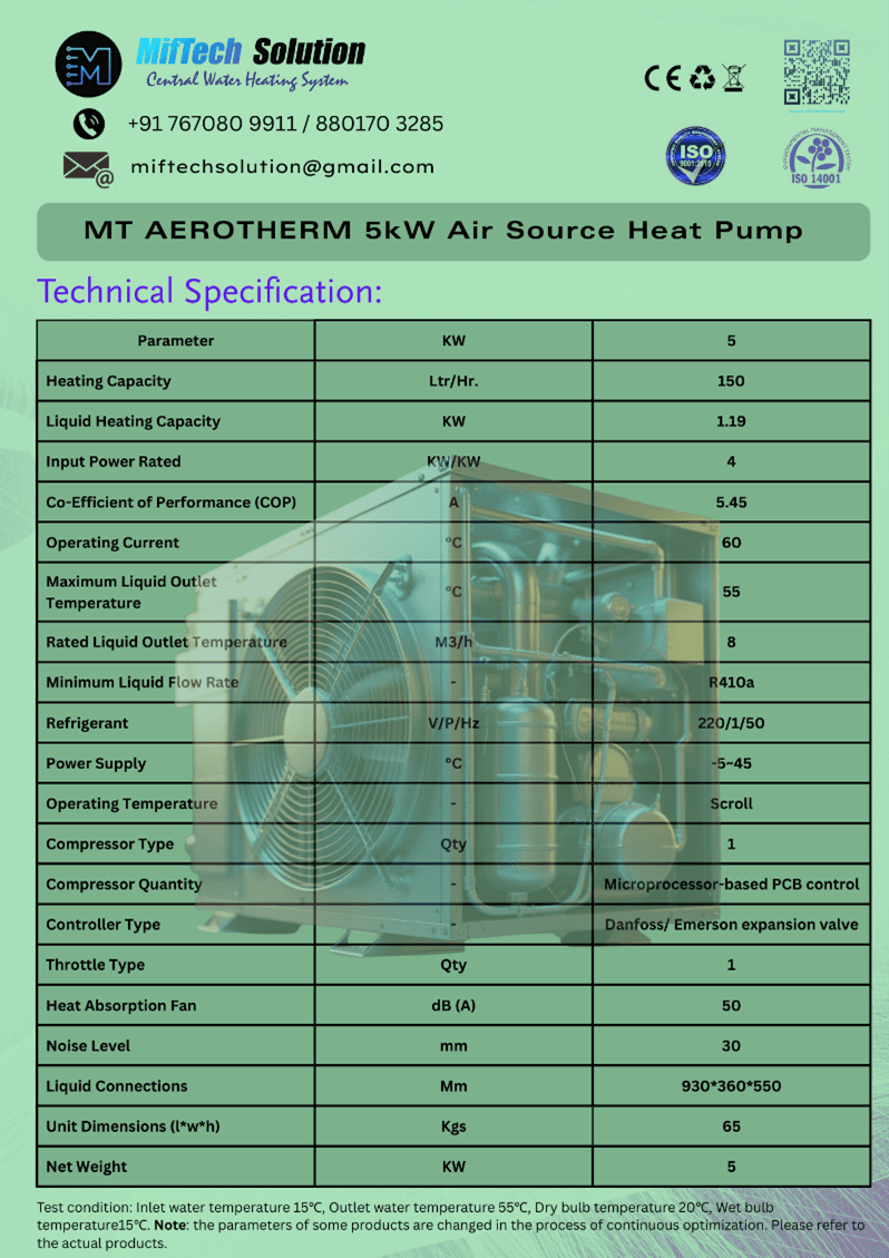 Domestic Heat Pump Technical Specifications