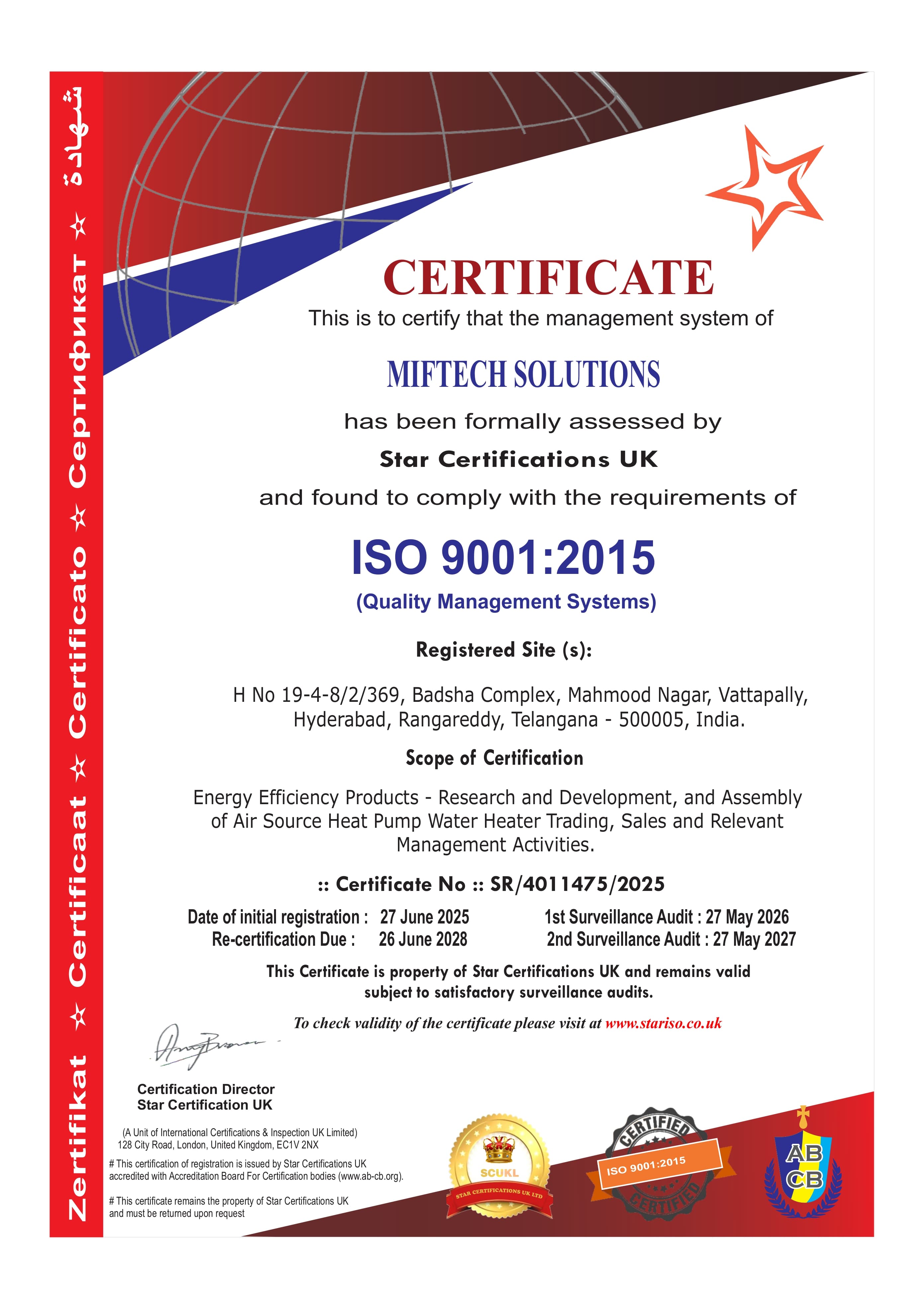 ISO 9001 Certificate