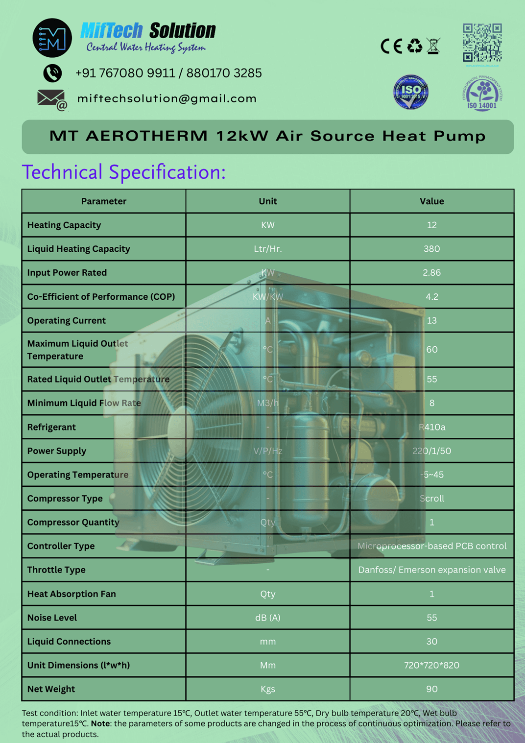 Technical Specifications of Heat Pump