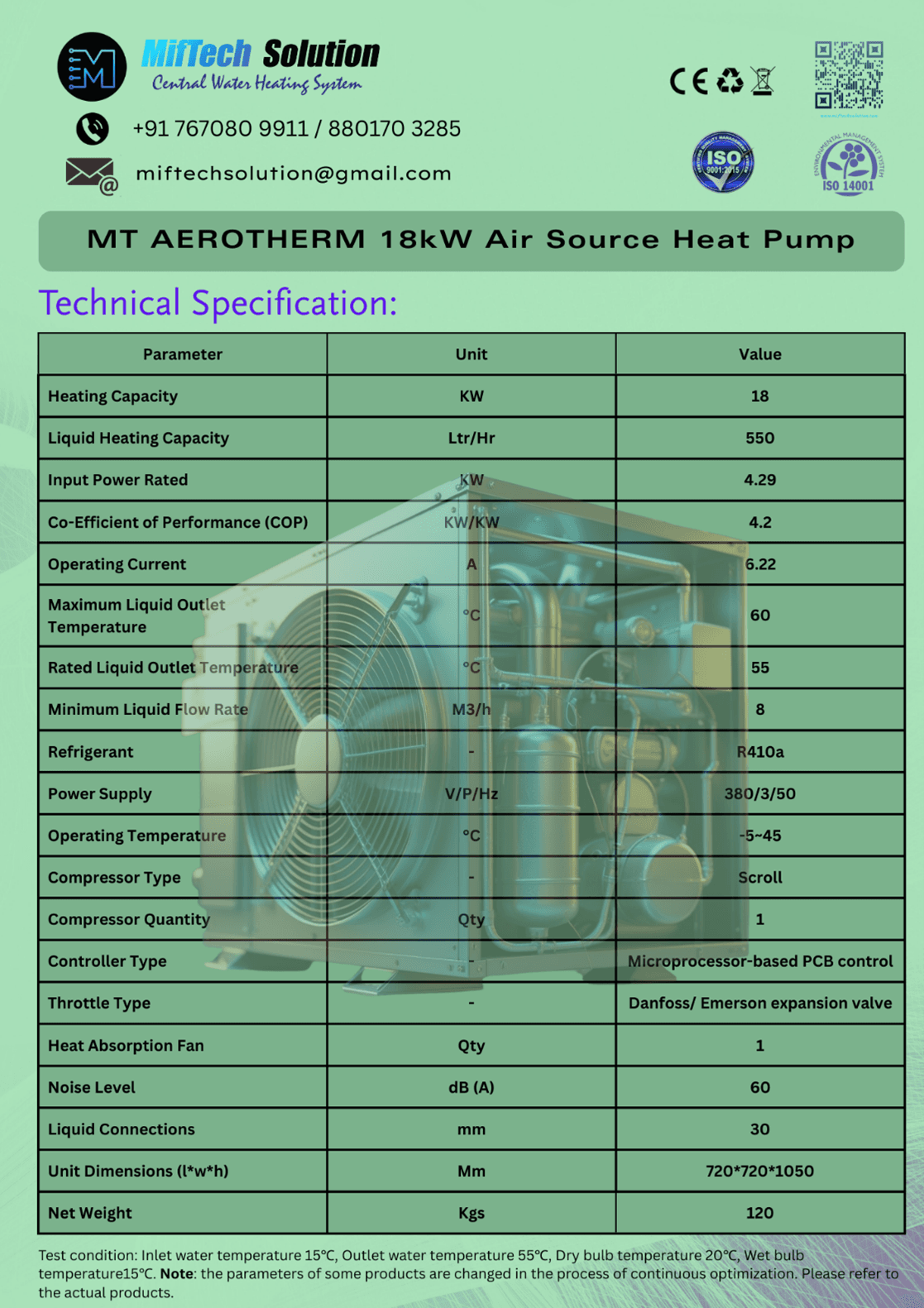 Commercial Heat Pump Technical Specifications